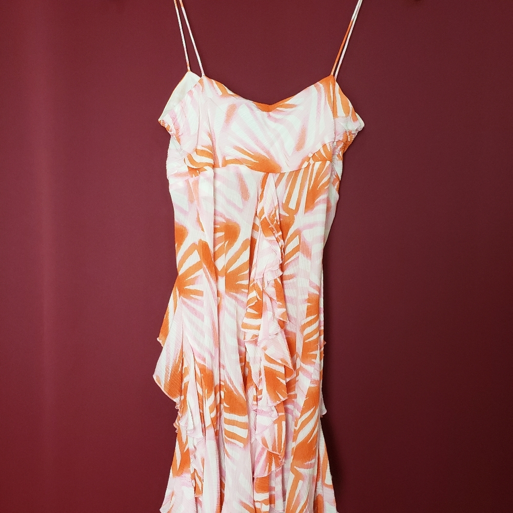 Orange/Pink/White Tropical Summer Blouse Size 4 (Great Condition)